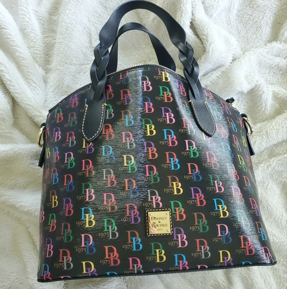Dooney & Bourke Multicolor Logo Satchel -DB75 Multi Celeste Satchel - Picture 1 of 11
